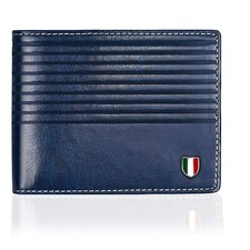 Brand New Authentic Blue BI-Fold Genuine Leather Mens Wallet