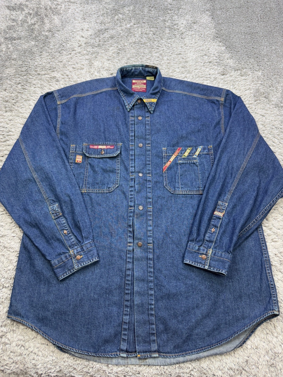 Vtg Pepe Jeans Denim Jacket Men XL Western 90s Hip Hop Skater Grudge Trucker Y2K