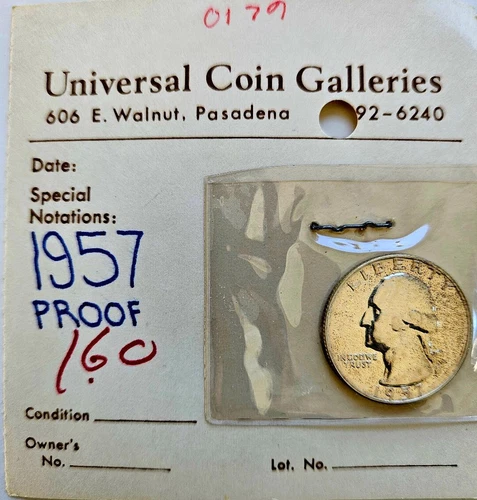 1957-P Washington Quarter Gem Proof ~ 90% Silver