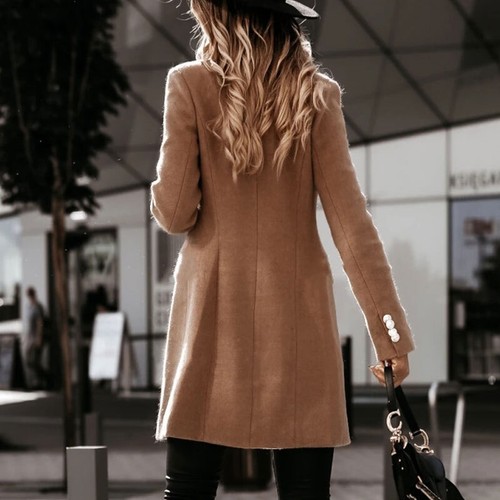 Damen Wollmantel Oberbekleidung Kragen Parkas Lange Jacke Winter Warm ≌ - Bild 7 von 15