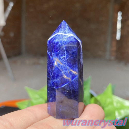 A+ Natural Sodalite Obelisk Quartz Crystal Mini Wand Point Tower Healing 1pc - Picture 9 of 11