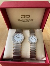 His&Hers Jean Perret Genève Sapphire Crystal Stainless Steel boxed watches