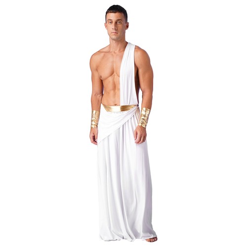 Disfraz de toga con tema Haloloween para hombre un hombro antiguo vestido griego falda - Imagen 7 de 35