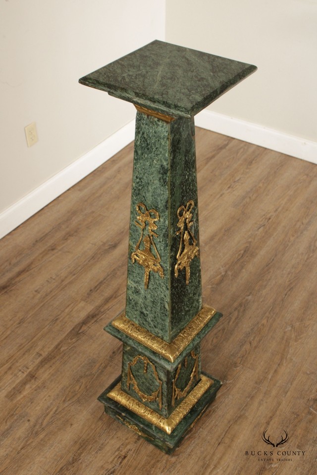 Napoleon III Style Pair Brass Mounted Green Verde Antico Marble