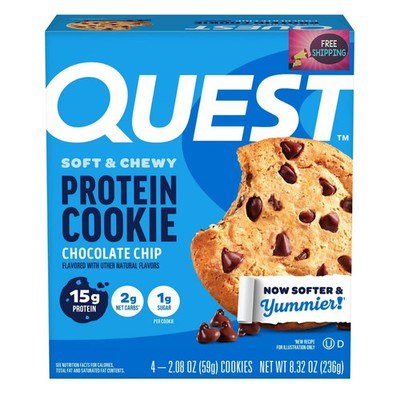 Quest Soft & Chewy Protein Cookie, High Protein, Chocolate Chip, 4 Count