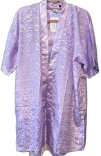 NEW Women's Lilac Lavender Floral Satin Short Nightgown and Robe Set sz L