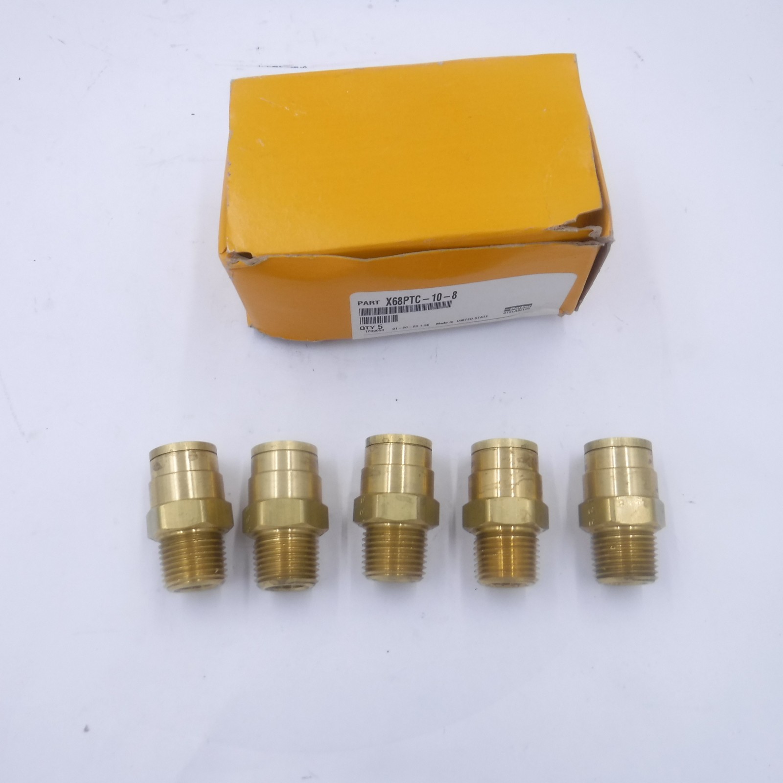 5 Pack Parker 68PTC-10-8 Air Brake DOT Fittings 5/8" PTC x 1/2" Male NPT Brass