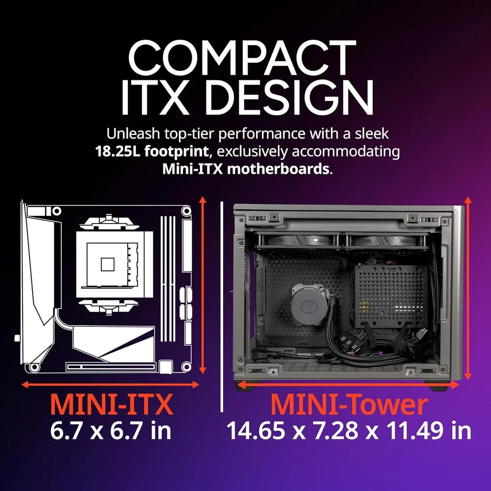 Cooler Master NR200P MAX V2 Mini-ITX PC SFF Case  Top-Mount 280mm AIO w/850W PSU - Image 2 of 4