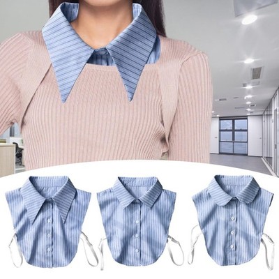 Falscher Kragen blau gestreift abnehmbarer dicker Kragen für Bluse Uniformen Hemden