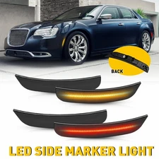 4PCS Smoked LED Side Rear Marker Light Set 2015-2023 For Chrysler 300 Front+Rear