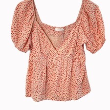 NWT Lush V-neck Puffy Sleeve Polka Dot Blouse...