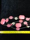 Beautiful 3 Tier Pink Acrylic Silver Tone Necklace And Matching Earrings  — photo 4