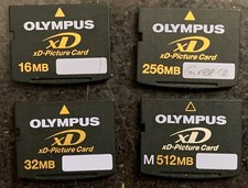 4 Genuine Olympus xD Picture Cards For Olympus/FujiFilm 16MB/32MB/256MB/512MB