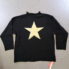 Romwe Womens Sweater XXL 2XL Grunge Punk Plus Size Star Pattern Long Sleeve