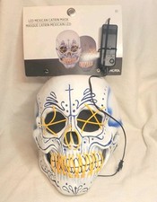 LED Mexican Catrin Latex Mask Adult Costume Accessory Brand New W Tags Ghoulish