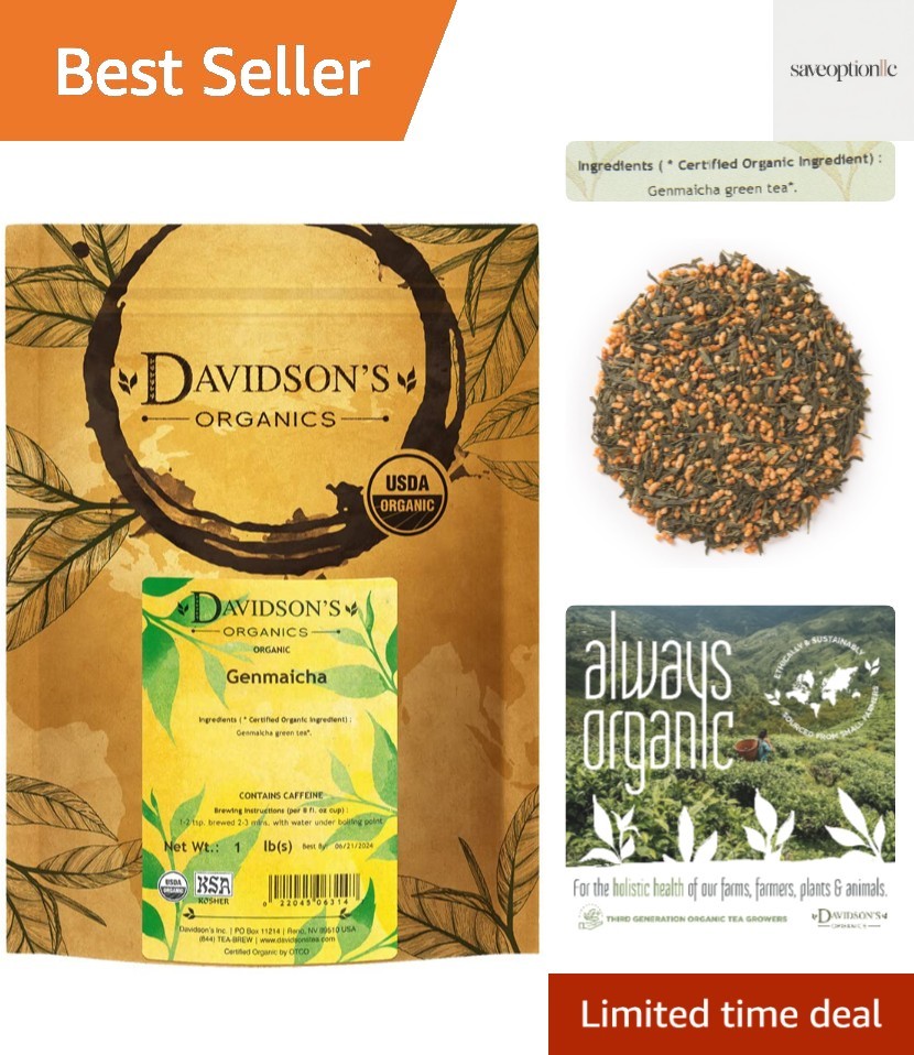 Organic Genmaicha 16 oz Bag &ndash; A Nutty Symphony of Green and Brown Rice Tea