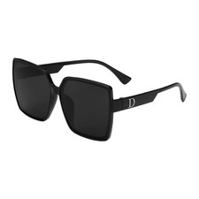 Sunglasses for Women Men, PC Large Frame D-Shaped Sunglasses, Black