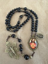 Sacred Heart Of Jesus Catholic Rosary | Black Onyx Beads Rosary-Handmade