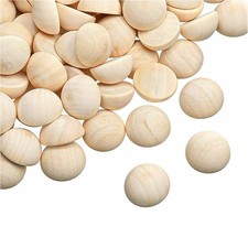 100pcs Half Wood Balls Unfinished Natural Half Ball Split Wood Balls for DIY ...
