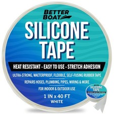 White Heavy Duty Silicone Tape, Self-Fusing Rubber Hose 40 Ft x 1 in,