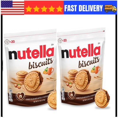 Nutella Biscuits Cookies Filled with Nutella Hazelnut Spread, 9.7 oz (Pack of 2)