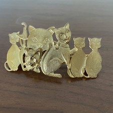 Vintage Gold Toned Multi Cat Barrette Kirk s Folly