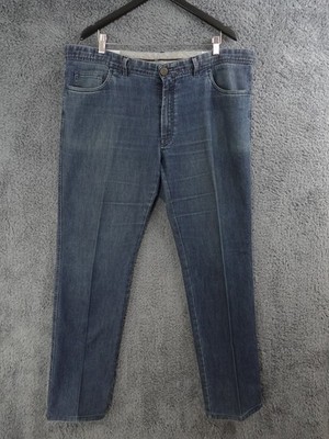Brioni Jeans Mens 42x34 Blue Denim Stelvio Straight Pleated Made Italy EUR 52