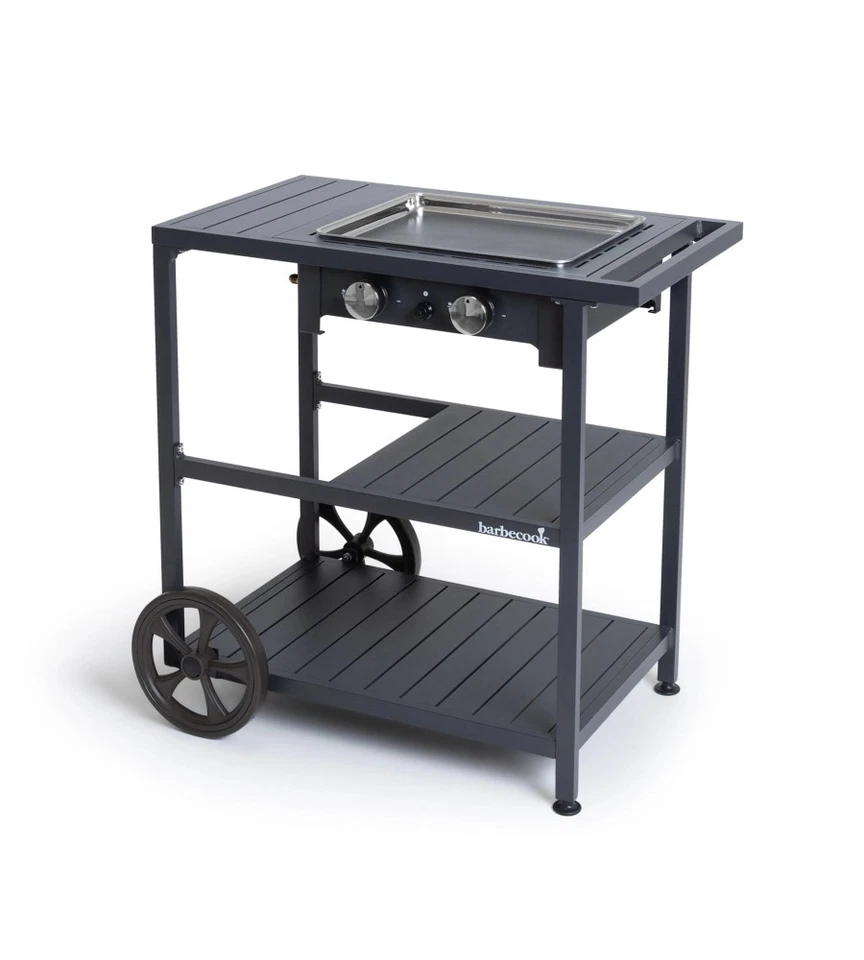 BARBECUE A GAS BARBECOOK "VICTOR" CON SUPPORTO TROLLEY 2 BRUCIATORI 43X35 CM