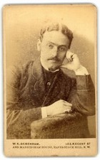 Antique CDV Circa 1880s W.E. Debenham Handsome Man with Mustache London UK
