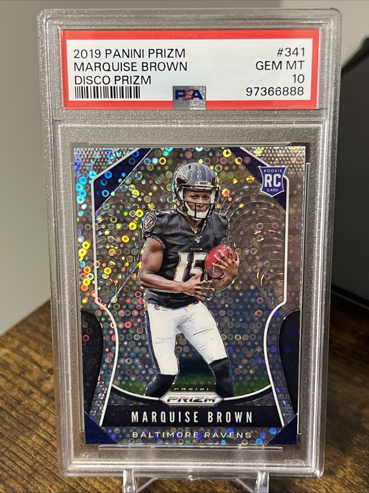 2019 Marquise Brown Prizm #341 Disco Prizm PSA 10 RC Ravens