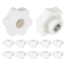 12pcs Star Knobs M12 Thread 48mm Head Through Hole Metal Insert Knob White