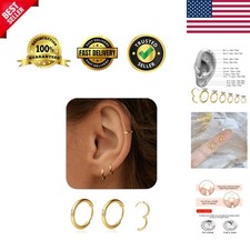 1 Pair 6mm Small Hoop Earrings for Women, Dainty 14K Gold Plated Huggie Hoop ...