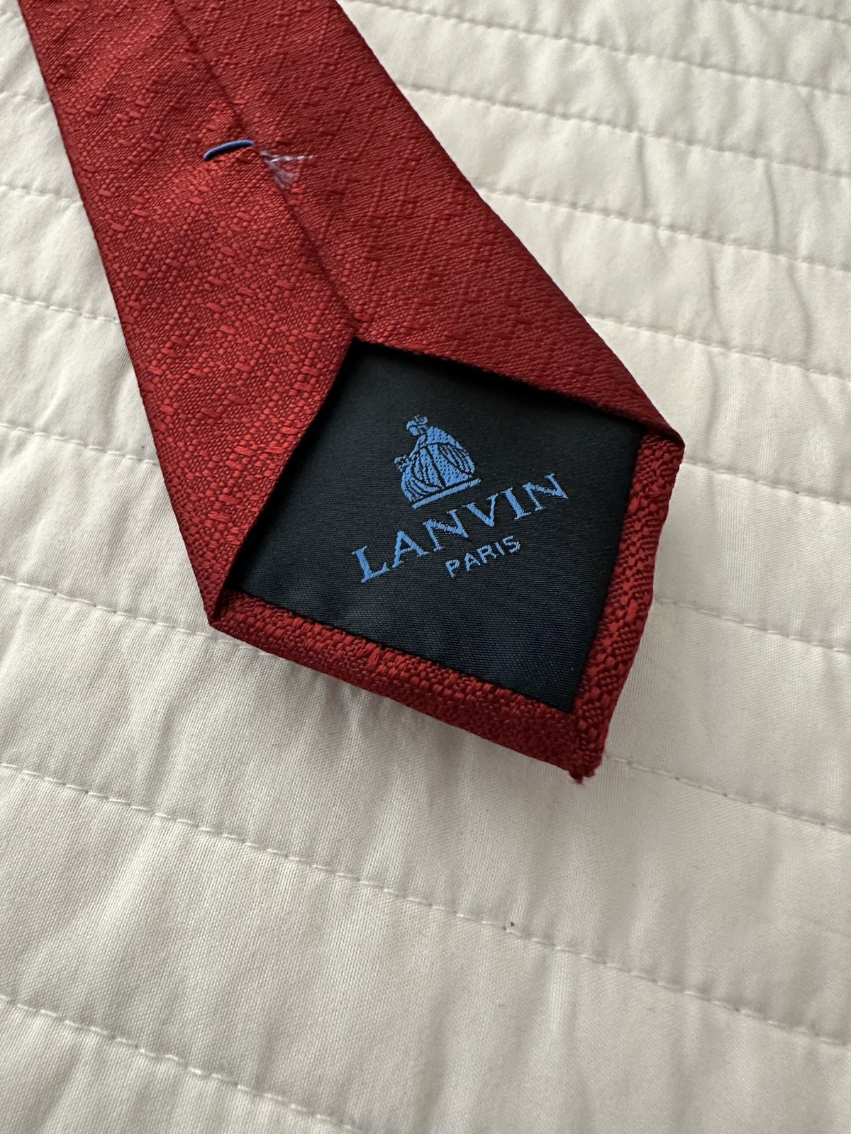 Recent Lanvin Paris Red Textured Neck Tie Modern … - image 3