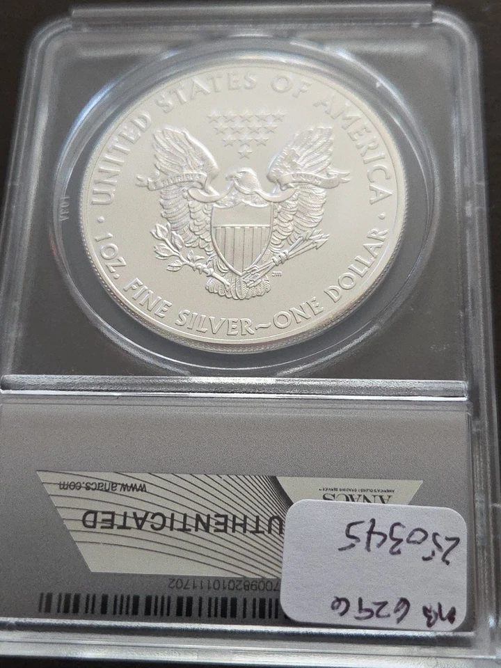 2014 SILVER EAGLE $1, FIRST DAY OF ISSUE ANACS MS70 CERT. #11702 OF 16569 - Image 3 of 4