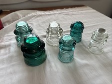 Antique 1900's Glass Telephone Telegraph Railroad Insulator Group Lot Hemingray