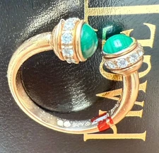 PIAGET Possession open ring in 18K rose gold, malachite size 54