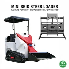 Mini Skid Steer Loader Ride-on Loader with Grapple, for Trenching & Landscaping
