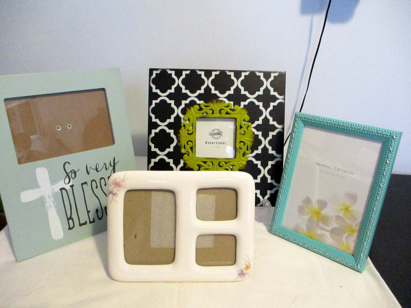 Lot 4 Shabby Chic Wall & Tabletop Wood & Ceramic Photo Frames