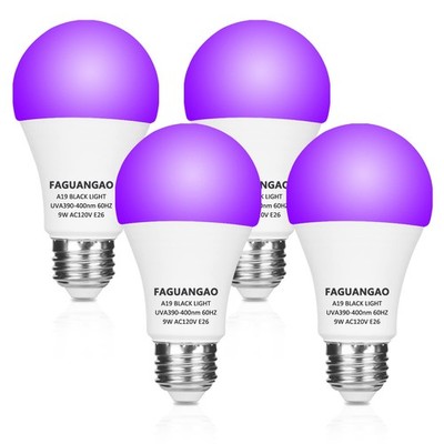 LED Black Light Bulb,9W(75Watt Equivalent) A19 UV Blacklight Bulb,120V,UVA Le...
