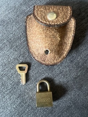 Authentic Vintage Gucci Brass Padlock & Key Working Lock Leather Pouch