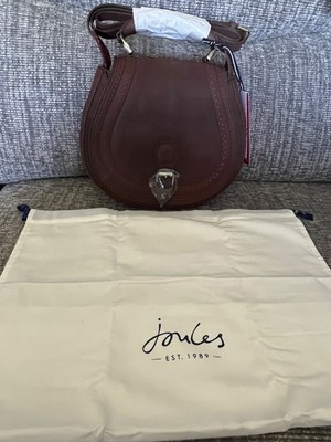 JOULES Dawcett Handtasche Leder Satteltasche Umhängetasche schokobraun & Staubbeutel