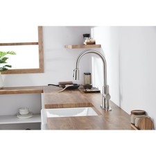 Kitchen Sink Faucet with Pull Out Sprayer Brushed Nickle,Stainless Steel High Ar