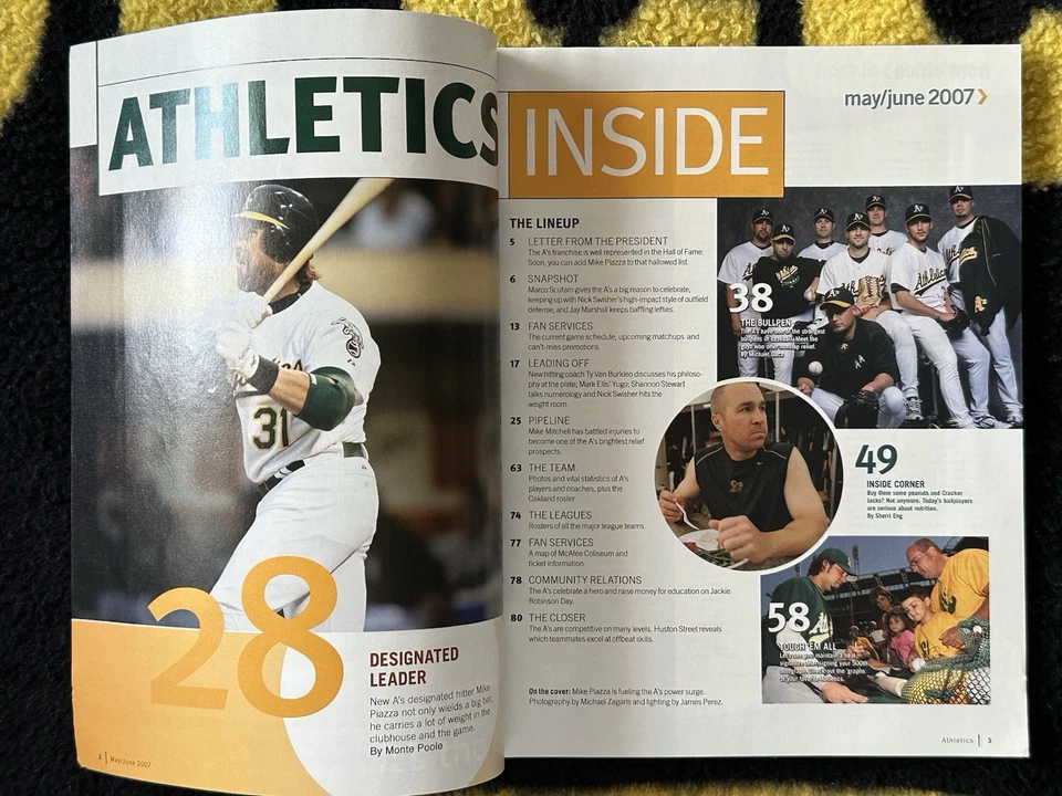 OFFICIAL MAGAZINE OF THE OAKLAND ATHLETICS PROGRAM MIKE PIAZZA COVER 05/06 2007 - Image 2 of 4