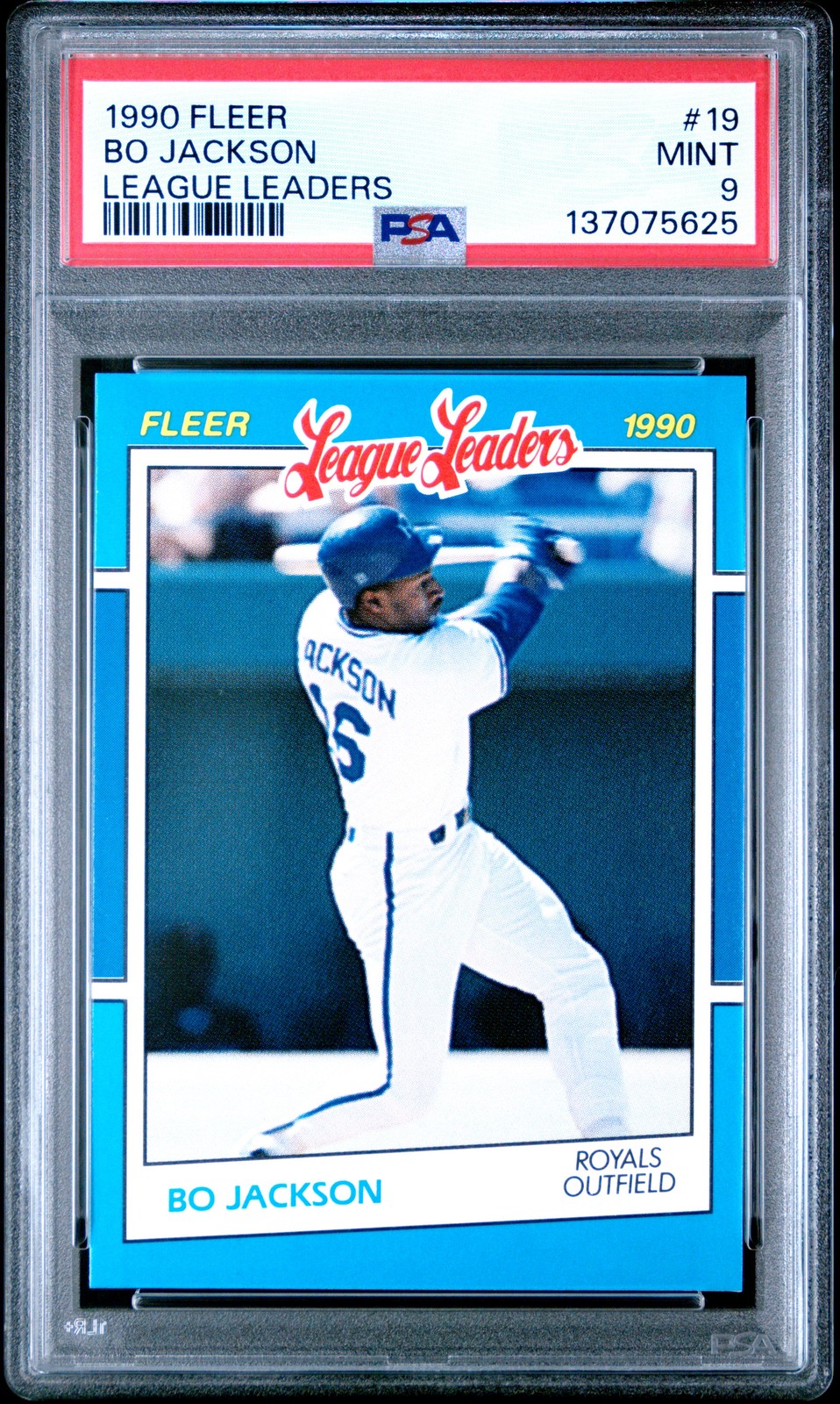 1990 FLEER LEAGUE LEADERS #19 BO JACKSON PSA 9