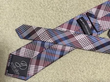 Scott Allan Collection Plaid/Striped Burgundy Blue White 60”x2”