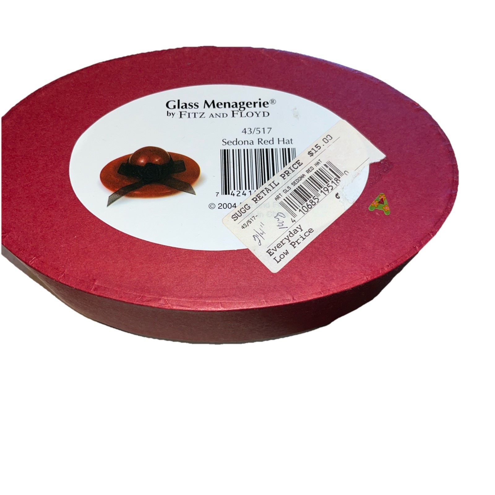 Fitz & Floyd Art Glass Menagerie Sedona Red Hat 43/517 and Red Shoe 43/513