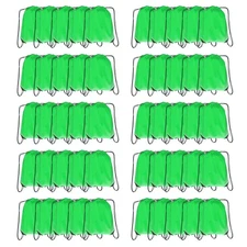 50 Packs Green Drawstring Backpack Bags for DIY Gym Sports Traveling