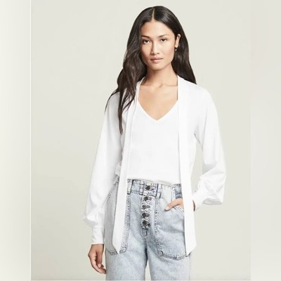 Veronica Beard Women's Swink Tie-Neck White Lightweight Blouse- Size Small