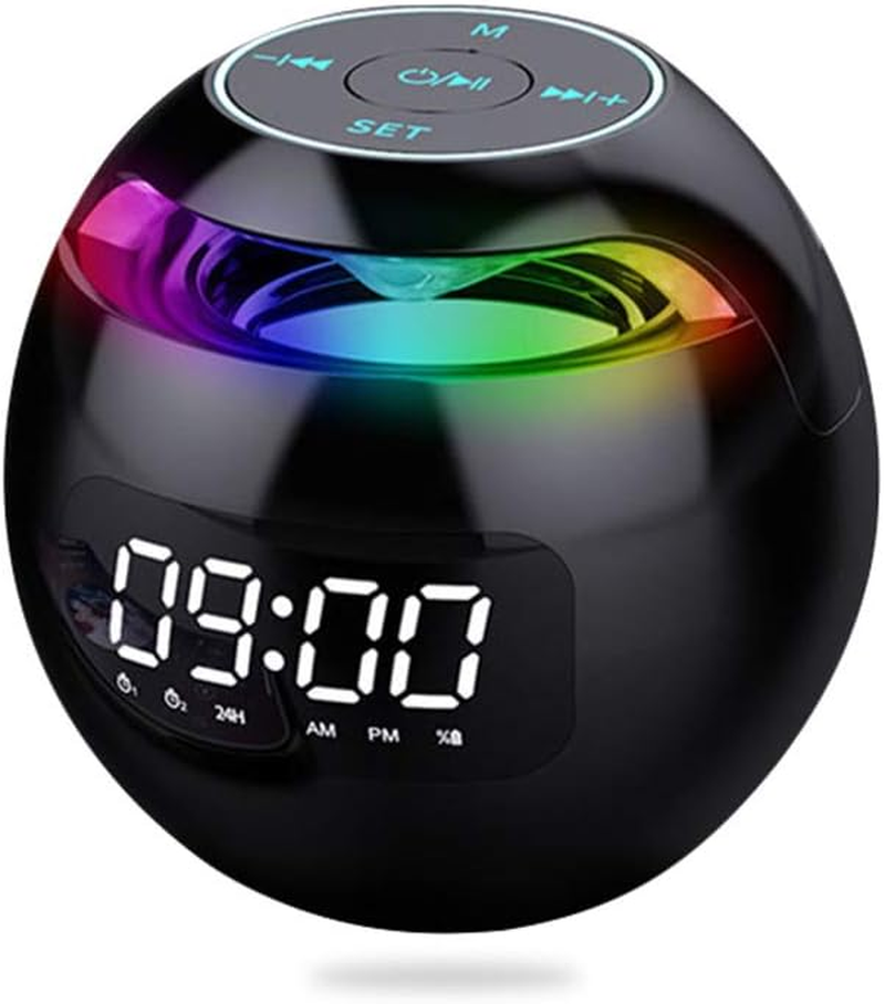 Digital Alarm Clock with Colorful LED Lights & Bluetooth Speaker - Dual Alarms-image