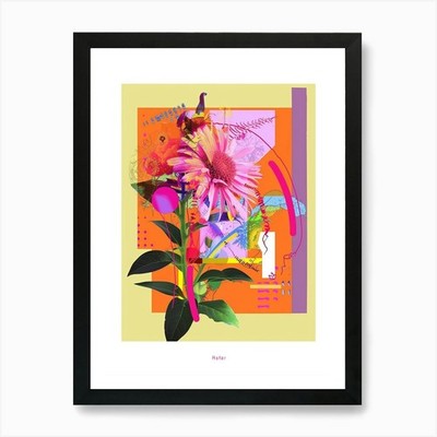 Aster 6 Neon Blumen Collage Poster Gerahmt Wandbild Poster Leinwanddruck Bild